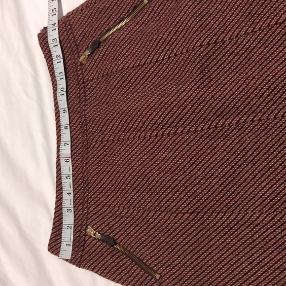 Ann Taylor Women's LOFT Wool Blend Brown Pencil Skirt Stripes Pattern Zip Size 2 - Picture 3 of 9